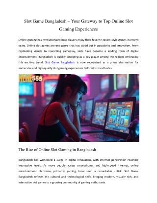 Slot Game Bangladesh – Your Gateway to Top Online Slot Gaming Experiences