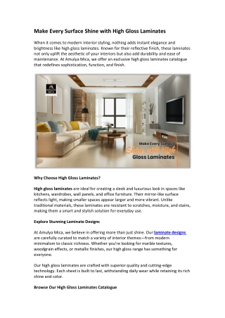 Make Every Surface Shine with High Gloss Laminates