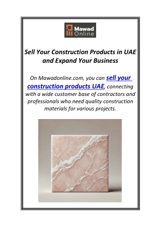 Sell Your Construction Products in UAE and Expand Your Business