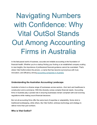 Navigating Numbers with Confidence_ Why Vital OutSol Stands Out Among Accounting Firms in Australia