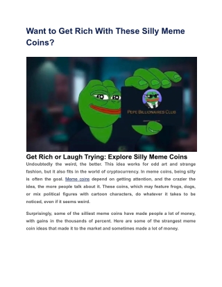 Want to Get Rich With These Silly Meme Coins_