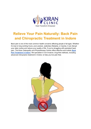 Best Physiotherapist in Indore - The Kiran Osteopathy and Physiotherapy Centre