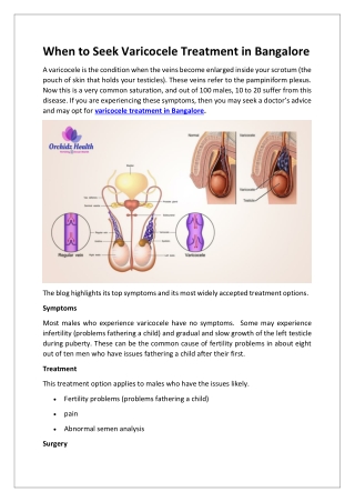 When to Seek Varicocele Treatment in Bangalore