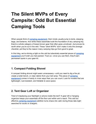 The Silent MVPs of Every Campsite: Odd But Essential Camping Tools