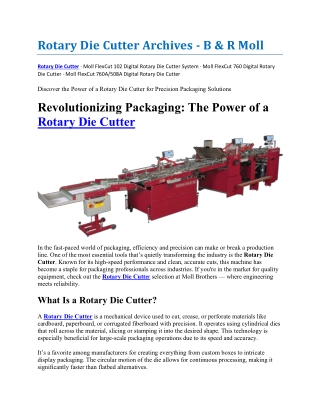 Rotary Die Cutter Archives - B & R Moll