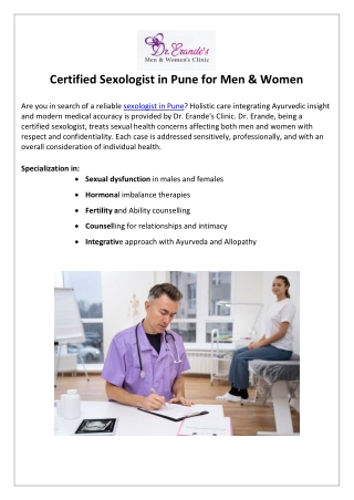 Certified Sexologist in Pune for Men & women clinic