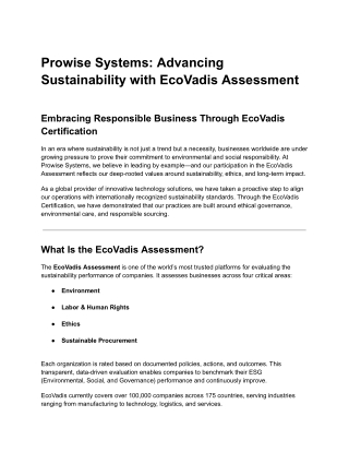prowise systems advancing sustainability with