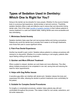 Types of Sedation Used in Dentistry_ Which One Is Right for You_