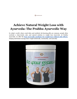 Discover the Best Ayurvedic Treatment for Weight Loss in India