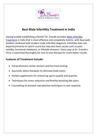 Best Male Infertility Treatment in India