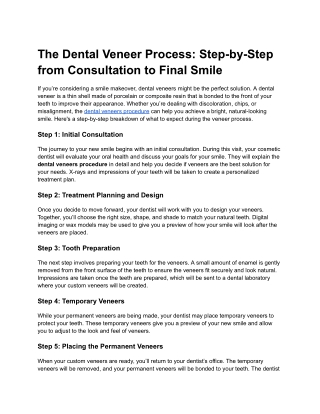 The Dental Veneer Process_ Step-by-Step from Consultation to Final Smile