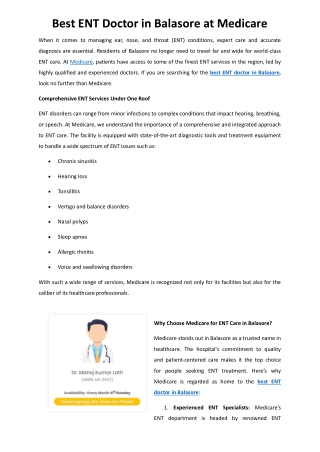 best ent doctor in balasore