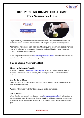 Top Tips for Maintaining and Cleaning Your Volumetric Flask