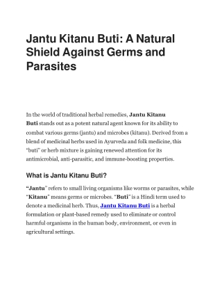 jantu kitanu buti a natural shield against germs and parasites