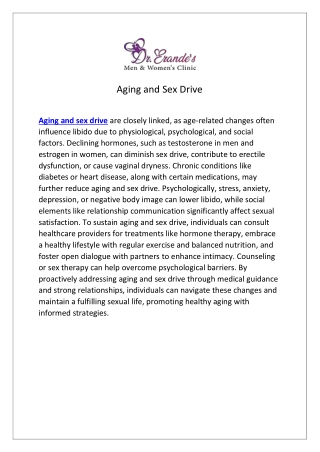 Aging and Sex Drive: Causes and Treatment in Pune | Mumbai | India