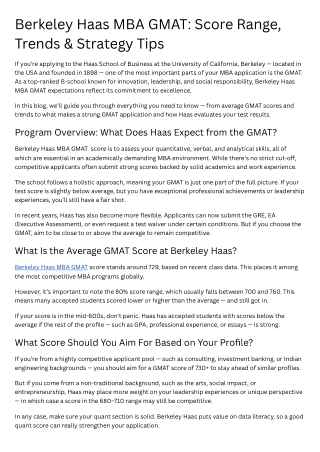 Berkeley Haas MBA GMAT Score Range, Trends & Strategy Tips