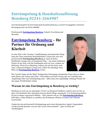 Entrümpelung & Haushaltsauflösung Bensberg 02241-2664987