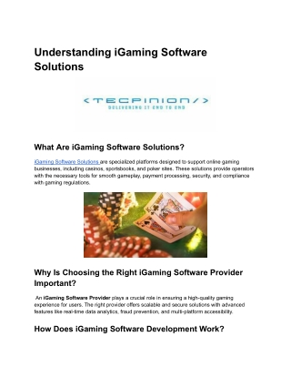 Understanding iGaming Software Solutions