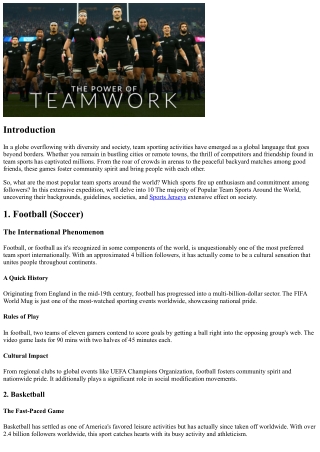 10 A Lot Of Popular Team Sports Around the World