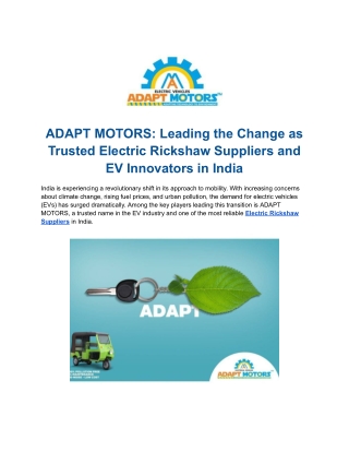 Top E Rickshaw Manufacturers with Innovation