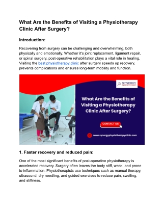 What Are the Benefits of Visiting a Physiotherapy Clinic After Surgery_