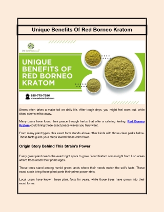 Unique Benefits Of Red Borneo Kratom