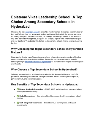 Epistemo Vikas Leadership School_ A Top Choice Among Secondary Schools in Hyderabad