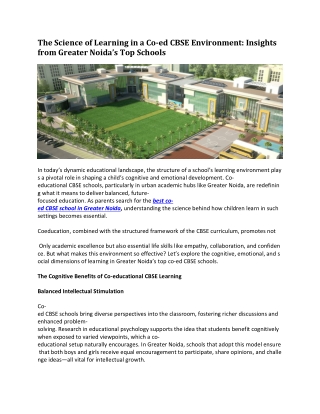 the science of learning in a co ed cbse