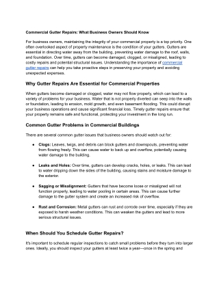 Commercial Gutter Repairs_ What Business Owners Should Know