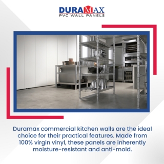 Low-maintenance PVC wall panels for commercial kitchen wall covering