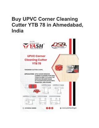 Buy UPVC Corner Cleaning Cutter YTB 78 in Ahmedabad, India