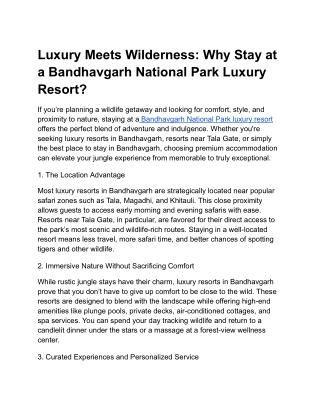 Luxury Meets Wilderness_ Why Stay at a Bandhavgarh National Park Luxury Resort