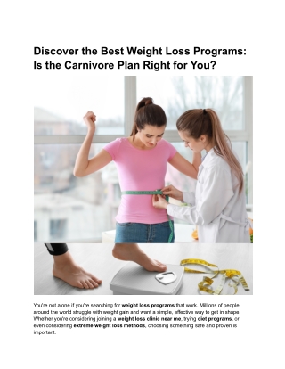 Discover the Best Weight Loss Programs_ Is the Carnivore Plan Right for You