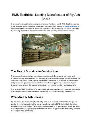 rms ecobricks leading manufacturer