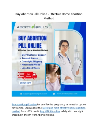 Buy Abortion Pill Online - Effective Home Abortion Method