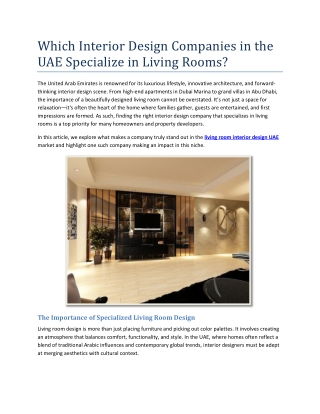 Which Interior Design Companies in the UAE Specialize in Living Rooms