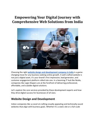Empowering Your Digital Journey with Comprehensive Web Solutions from India