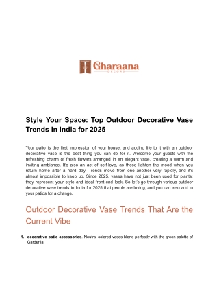 Style Your Space: Top Outdoor Decorative Vase Trends in India for 2025