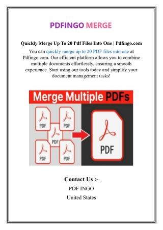 quickly merge up to 20 pdf files into one pdfingo