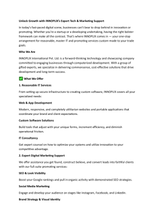 Unlock Growth with INNOPLIX’s Expert Tech & Marketing Support
