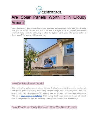 Are Solar Panels Worth It in Cloudy Areas