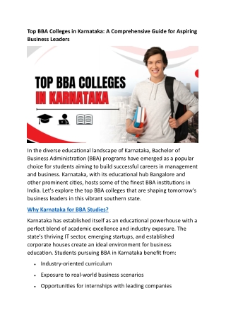 Top BBA Colleges in Karnataka