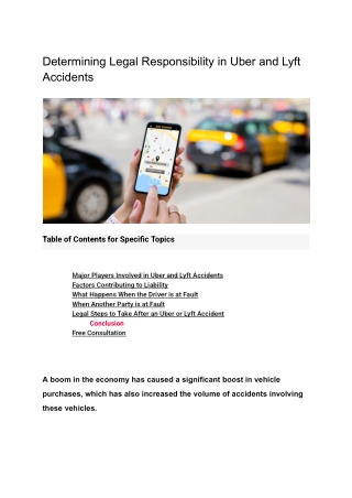 Determining Legal Responsibility in Uber and Lyft Accidents