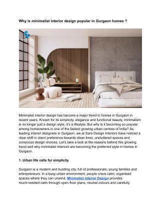 Why is minimalist interior design popular in Gurgaon homes