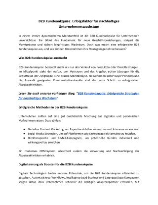 B2B Kundenakquise: Erfolgsfaktor für nachhaltiges Unternehmenswachstum