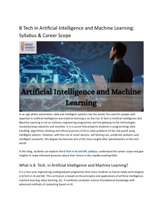 b tech in artificial intelligence and machine
