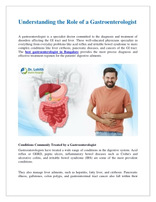 Understanding the Role of a Gastroenterologist