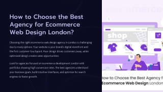 How to Choose the Best Agency for Ecommerce Web Design London