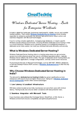 Windows Dedicated Server Hosting