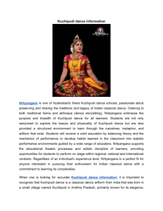 Kuchipudi dance information | Nrityangana